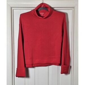 NWT Spanx Air Essentials Cropped Turtleneck Tunic Red Women's Size Small